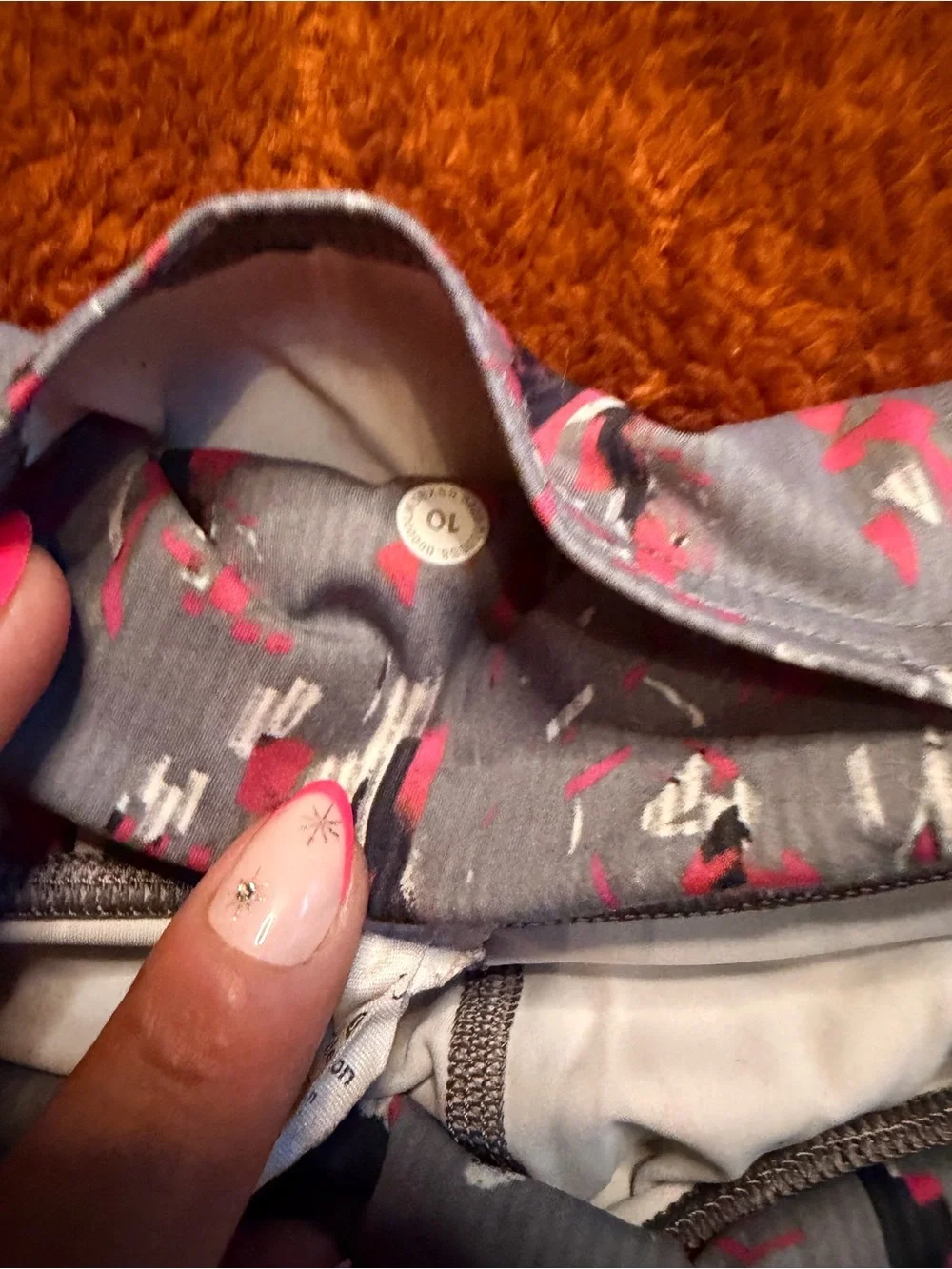 lululemon athletica Gray Leggings with Pink and Navy Abstract Print